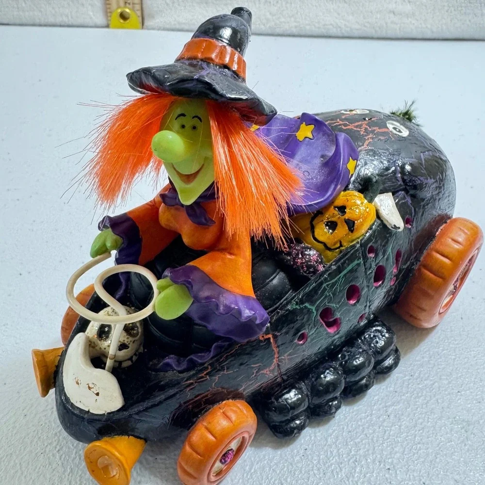 vintage 1990 Enesco ceramic Halloween witch‎ light-up car collectible Untested
